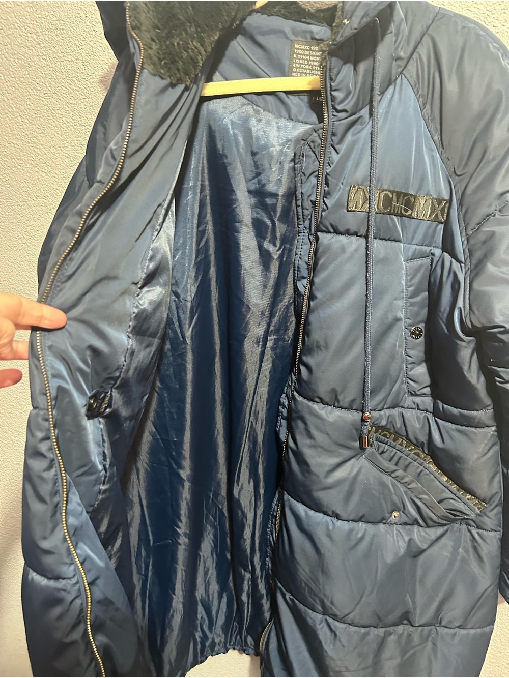 Steve Madden navy blue puffer coat size large - Picture 7 of 11